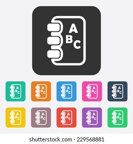 Flat modern design with shadow, SEO. Icons mobile applications and web design. Working optimization:  textbook