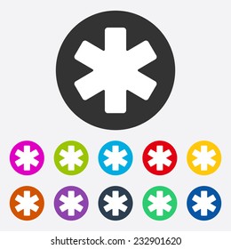 Flat modern design with shadow, SEO. Icons mobile applications and web design. Working optimization:  star of life