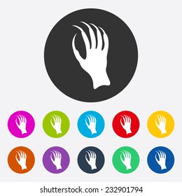 Flat modern design with shadow, SEO. Icons mobile applications and web design. Working optimization:  hand monster, zombies