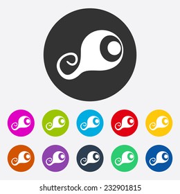 Flat modern design with shadow, SEO. Icons mobile applications and web design. Working optimization:  eye cornea