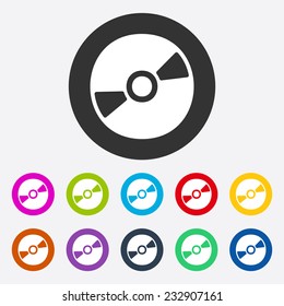 Flat modern design with shadow, SEO. Icons mobile applications and web design. Working optimization:  disk