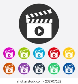 Flat modern design with shadow, SEO. Icons mobile applications and web design. Working optimization:  play
