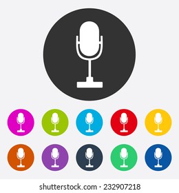 Flat modern design with shadow, SEO. Icons mobile applications and web design. Working optimization: microphone