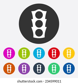 Flat modern design with shadow, SEO. Icons mobile applications and web design. Working optimization: icon of fashion, style, traffic light