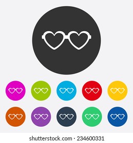 Flat modern design with shadow, SEO. Icons mobile applications and web design. Working optimization: icon of fashion, style, glasses