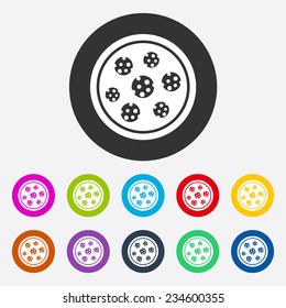 Flat modern design with shadow, SEO. Icons mobile applications and web design. Working optimization: icon of fashion, style, pizza