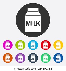 Flat modern design with shadow, SEO. Icons mobile applications and web design. Working optimization: icon of fashion, style, bottle milk