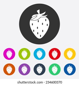 Flat modern design with shadow, SEO. Icons mobile applications and web design. Working optimization: icon of fashion, style, strawberry