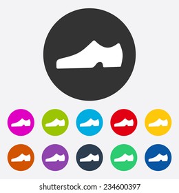 Flat modern design with shadow, SEO. Icons mobile applications and web design. Working optimization: icon of fashion, style, shoes for men