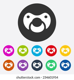 Flat modern design with shadow, SEO. Icons mobile applications and web design. Working optimization:  baby pacifier, soother