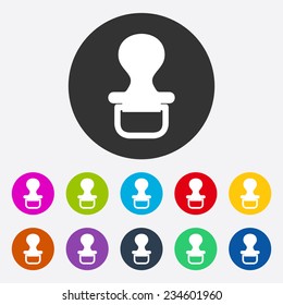 Flat modern design with shadow, SEO. Icons mobile applications and web design. Working optimization: baby pacifier, soother