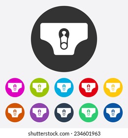 Flat modern design with shadow, SEO. Icons mobile applications and web design. Working optimization:  diaper
