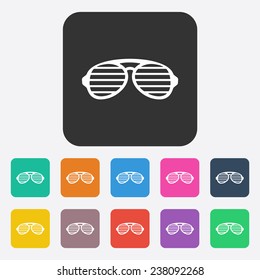 Flat modern design with shadow, SEO. Icons mobile applications and web design. Working optimization:  glasses