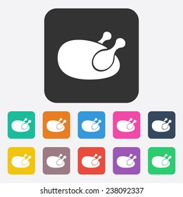 Flat modern design with shadow, SEO. Icons mobile applications and web design. Working optimization:  fried chicken