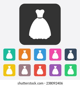 Flat modern design with shadow, SEO. Icons mobile applications and web design. Working optimization:  wedding Dress