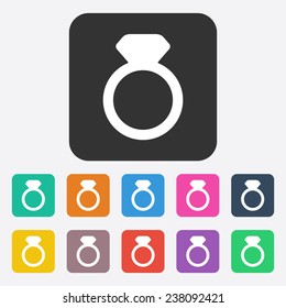 Flat modern design with shadow, SEO. Icons mobile applications and web design. Working optimization:  Ring with diamond