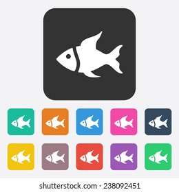 Flat modern design with shadow, SEO. Icons mobile applications and web design. Working optimization: fish