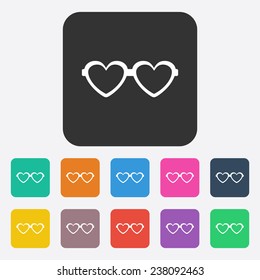 Flat modern design with shadow, SEO. Icons mobile applications and web design. Working optimization:  glasses