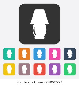 Flat modern design with shadow, SEO. Icons mobile applications and web design. Working optimization:  lamp