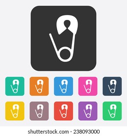 Flat modern design with shadow, SEO. Icons mobile applications and web design. Working optimization:  safety pins