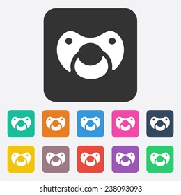 Flat modern design with shadow, SEO. Icons mobile applications and web design. Working optimization:  baby pacifier, soother