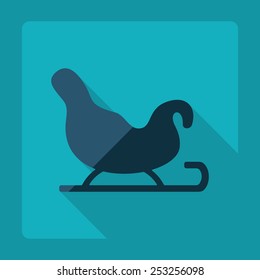Flat modern design with shadow, sleigh of Santa Claus