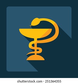 Flat modern design with shadow Snake and cup