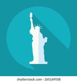 Flat modern design with shadow statue of liberty