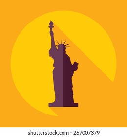 Flat modern design with shadow statue of liberty