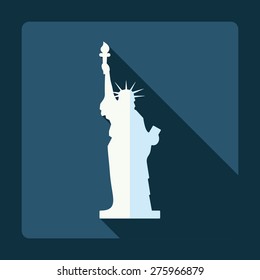 Flat modern design with shadow statue of liberty