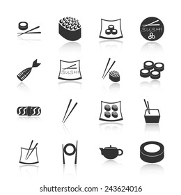Flat modern design with shadow sushi, Japanese cuisine