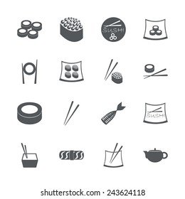 Flat modern design with shadow sushi, Asian cuisine
