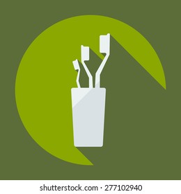 Flat modern design with shadow toothbrushes