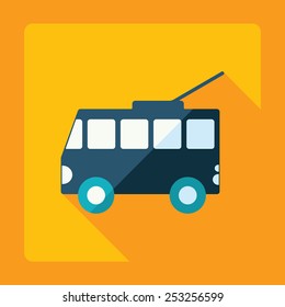 Flat modern design with shadow, trolleybus