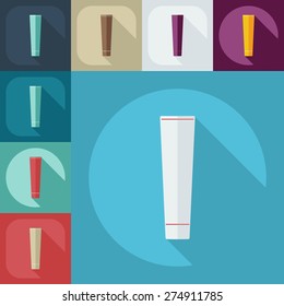 Flat modern design with shadow a tube of toothpaste