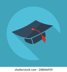 Flat modern design with shadow vector icons: square academic hat