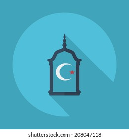 Flat modern design with shadow vector icons: Ramadan Kareem Mubarak