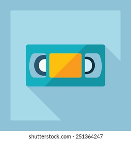 Flat modern design with shadow VHS cassette