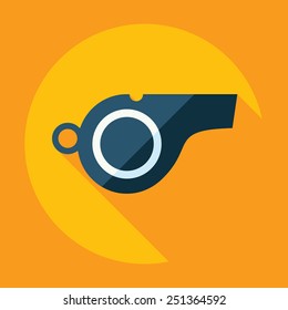 Flat modern design with shadow, whistle of the referee