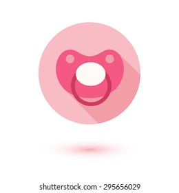 Flat modern design of soother. Circle icon. Contour line. Vector illustration. 