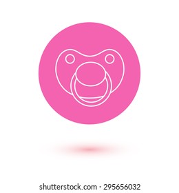 Flat modern design of soother. Circle icon. Contour line. Vector illustration. 