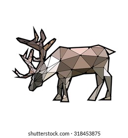 Flat modern design with stained glass deer
