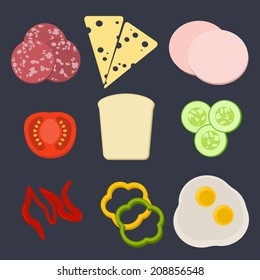 Flat modern design vector illustration concept of sandwich. Icon collection.