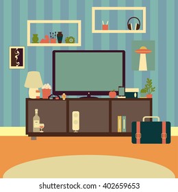 Flat modern design vector illustration concept of creative living room