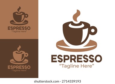 Un moderno logotipo plano de la barra de café espresso adecuado para cafés contemporáneos y la identidad urbana de la marca de café.
