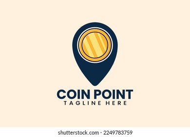 Flat modern gold coin pin point logo template vector illustration