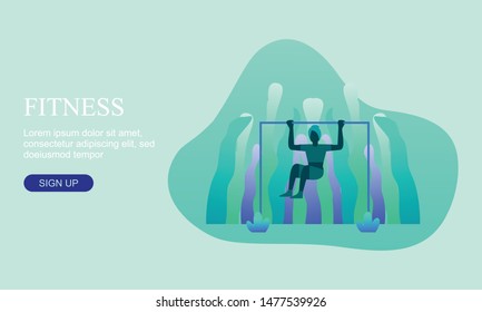 Flat modern gym design of website template