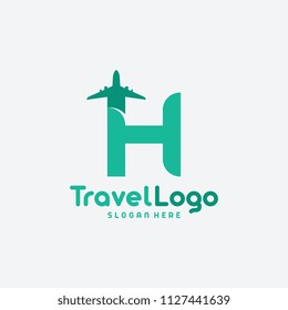 Flat Modern H Initial Travel logo designs concept vector