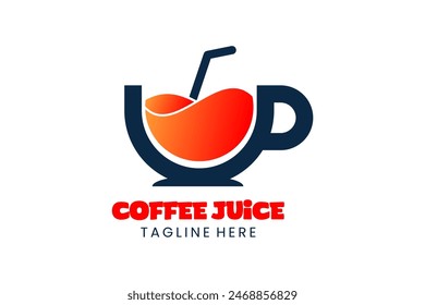 Flat Modern Healthy and fresh juice and coffee cup logo icon template vector design illustration