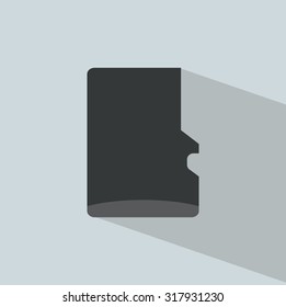 Flat modern icon of memory micro card with shadow